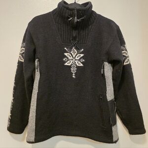 Dale of Norway  Weather proof wool knit Black and Gray Cowl Sweater